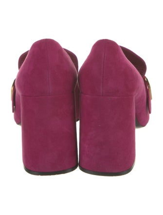 Prada Suede Fringe Trim Accent Pumps