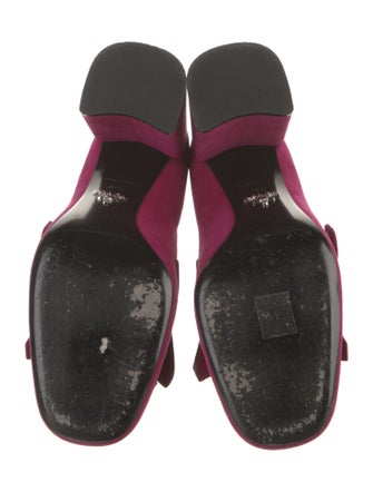 Prada Suede Fringe Trim Accent Pumps