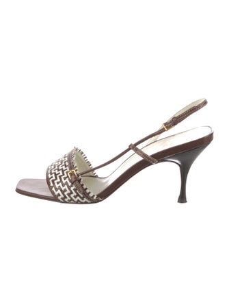 Prada Leather Printed Slingback Sandals