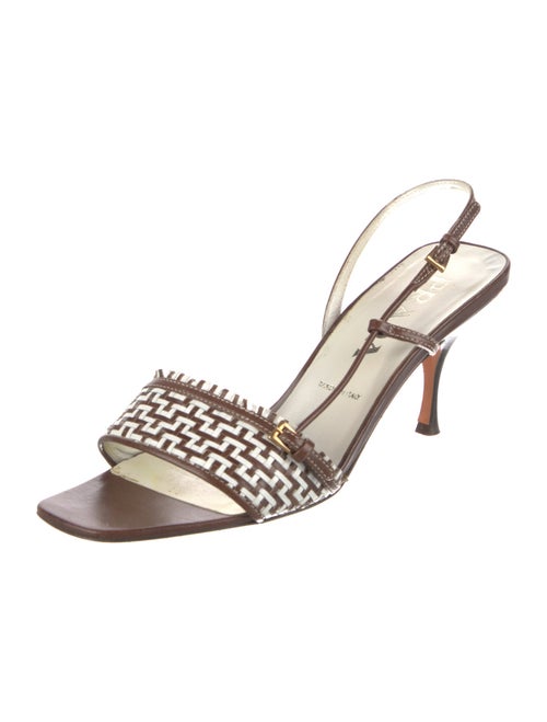 Prada Leather Printed Slingback Sandals