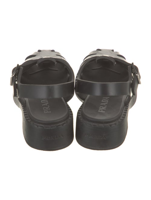 Prada Enameled Metal Triangle Rubber Slingback Sandals