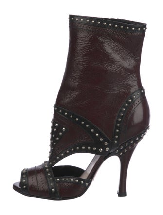 Prada Patent Leather Studded Accents Boots