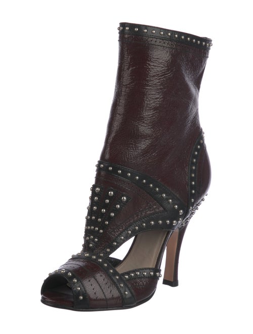 Prada Patent Leather Studded Accents Boots