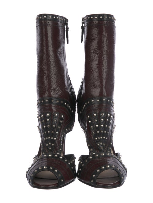 Prada Patent Leather Studded Accents Boots
