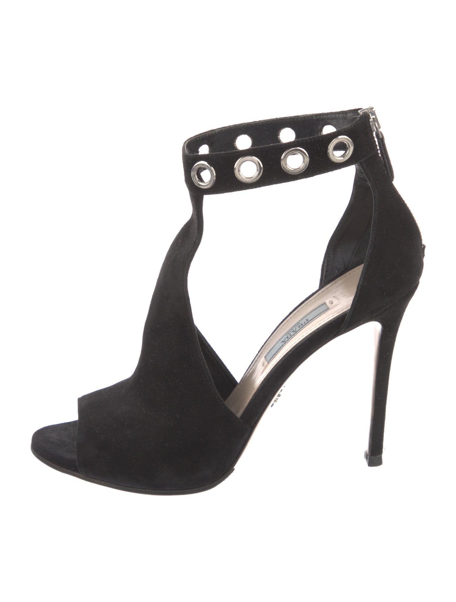 Prada Suede Lasercut Accents D'Orsay Pumps