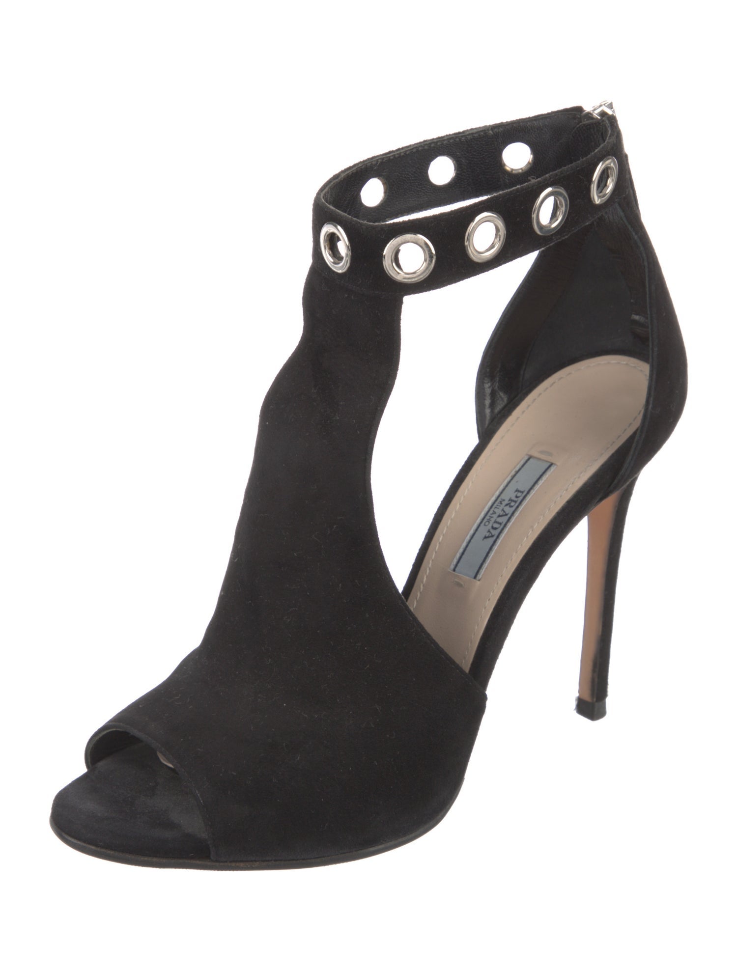 Prada Suede Lasercut Accents D'Orsay Pumps