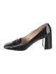 Prada Enameled Metal Triangle Patent Leather Pumps