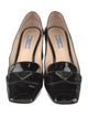Prada Enameled Metal Triangle Patent Leather Pumps