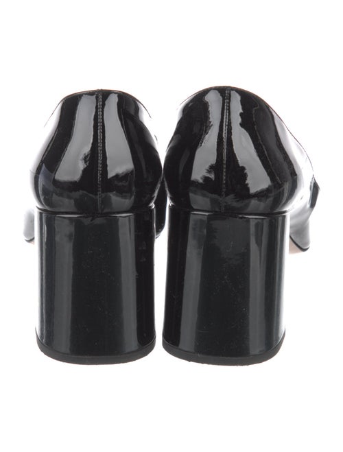 Prada Enameled Metal Triangle Patent Leather Pumps