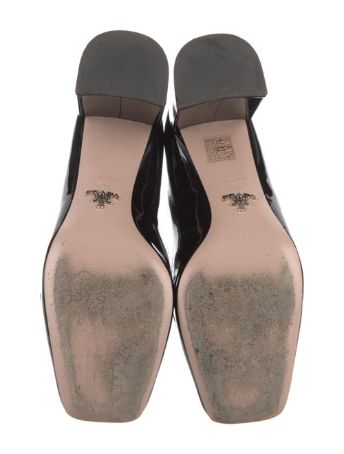 Prada Enameled Metal Triangle Patent Leather Pumps