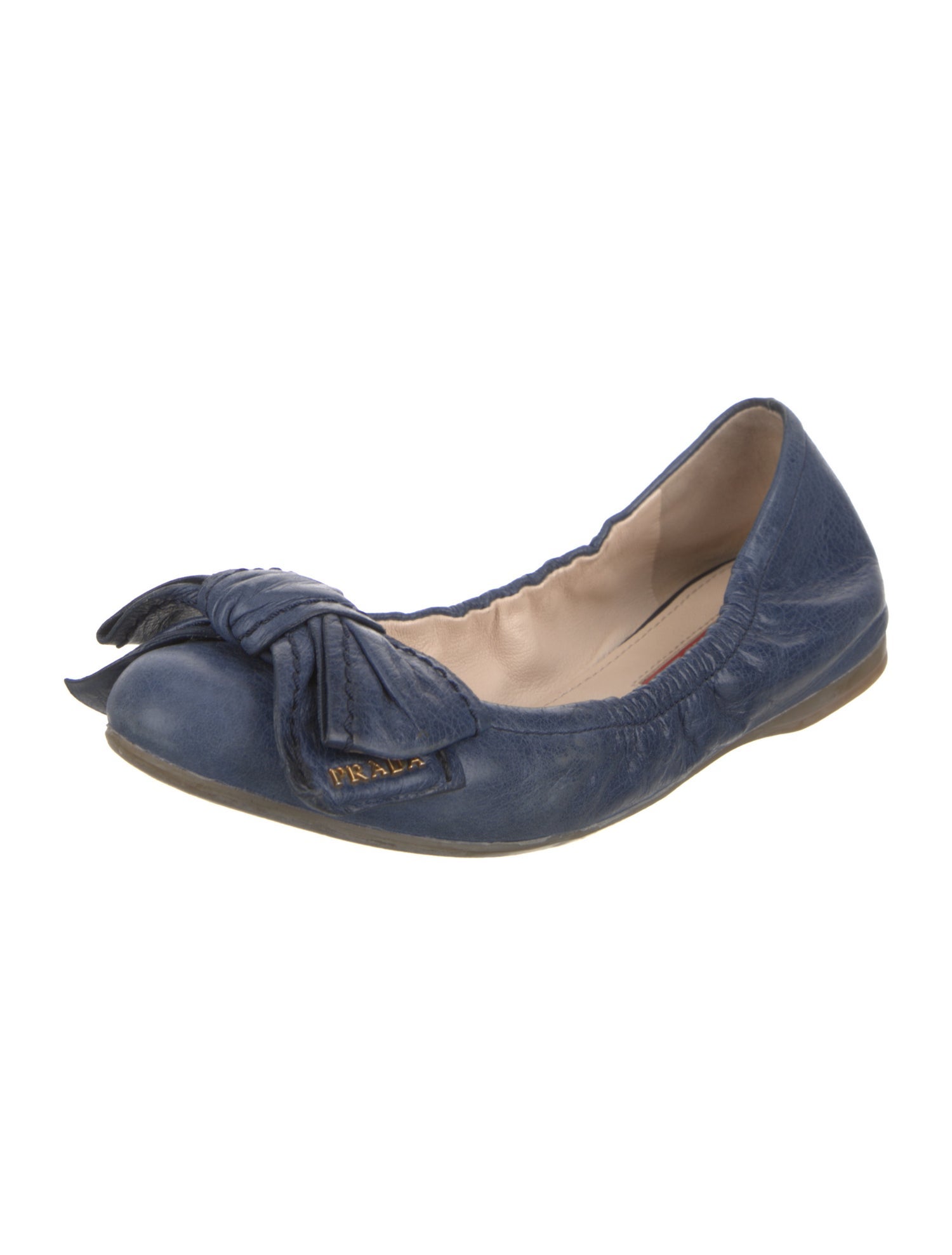 Prada Sport Leather Bow Accents Ballet Flats