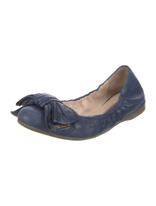 Prada Sport Leather Bow Accents Ballet Flats