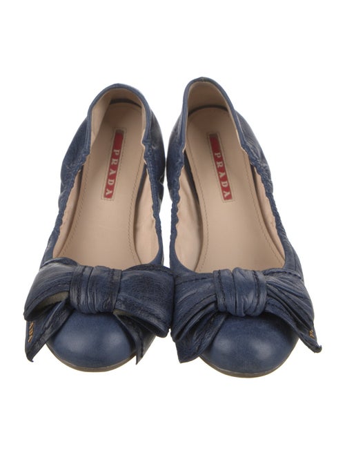 Prada Sport Leather Bow Accents Ballet Flats