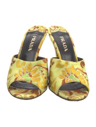 Prada Printed Glitter Accents Slides