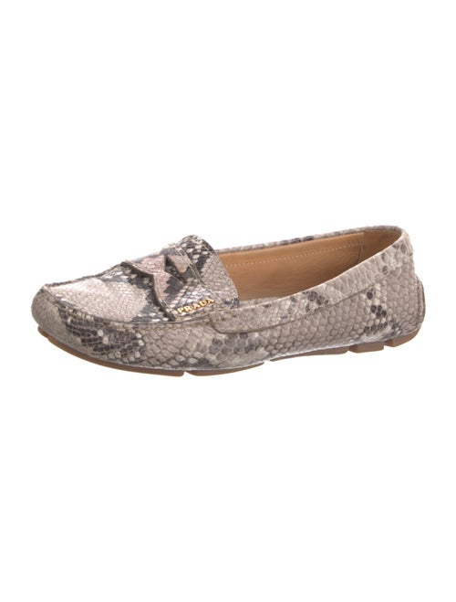 Prada Embossed Leather Animal Print Loafers