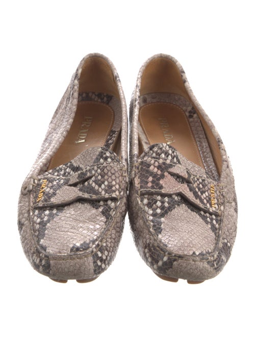 Prada Embossed Leather Animal Print Loafers