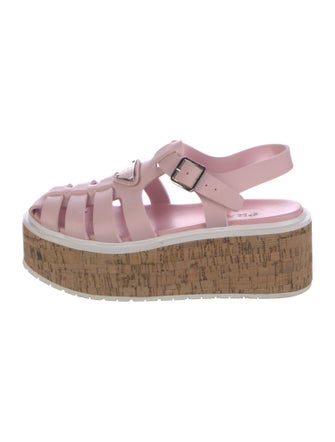 Prada Rubber Cutout Accent Slingback Pumps