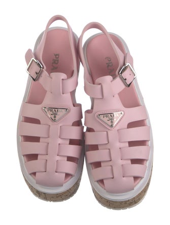 Prada Rubber Cutout Accent Slingback Pumps