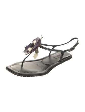 Prada Leather T-Strap Sandals