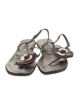 Prada Leather T-Strap Sandals