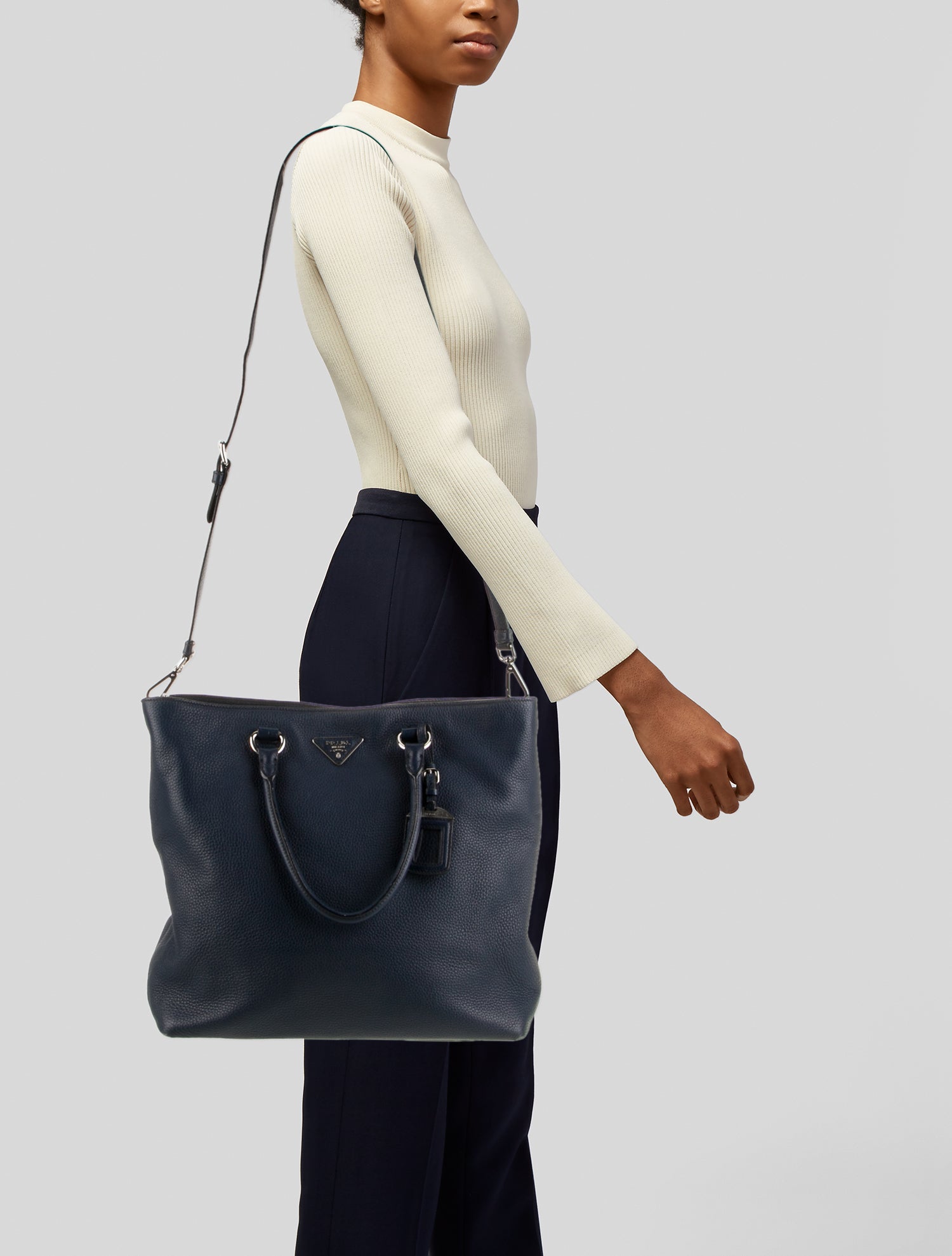 Prada Enameled Metal Triangle Tote