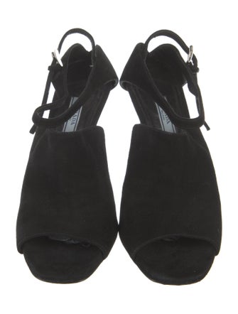 Prada Suede Cutout Accent Slingback Pumps