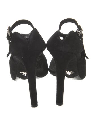 Prada Suede Cutout Accent Slingback Pumps