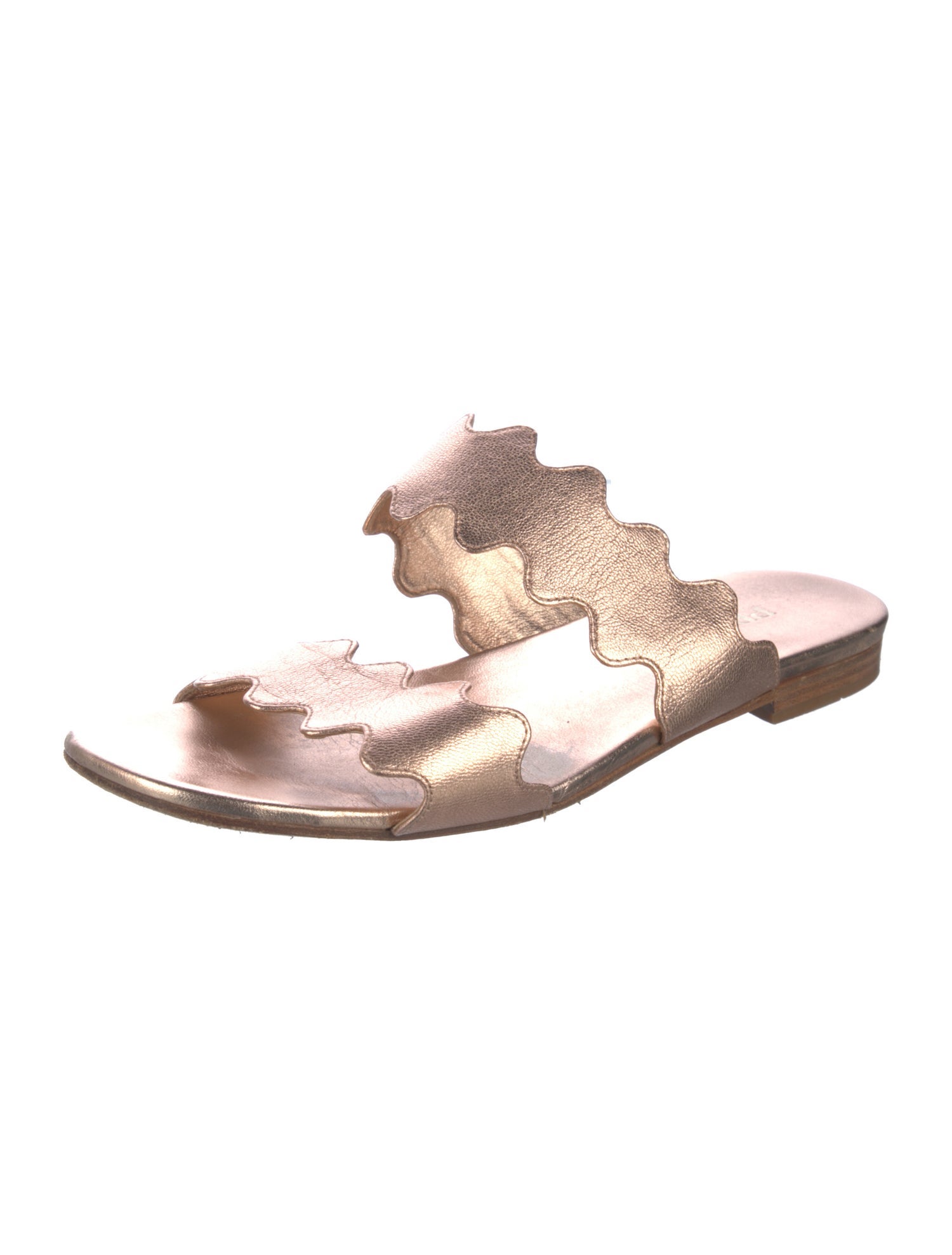 Prada Leather Scalloped Accent Sandals