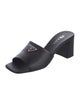 Prada Enameled Metal Triangle Leather Slides