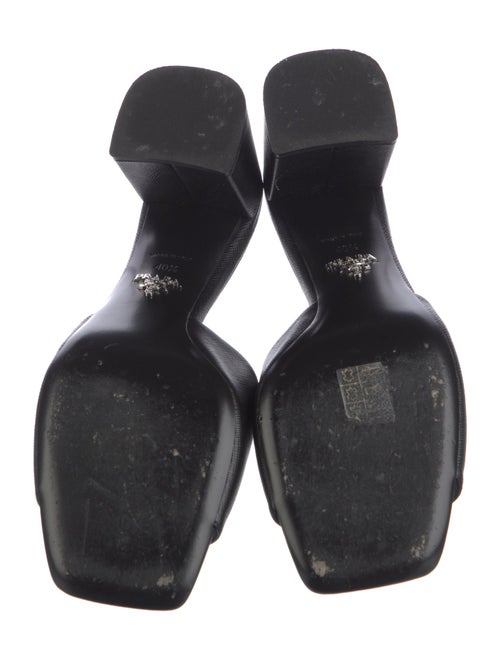 Prada Enameled Metal Triangle Leather Slides