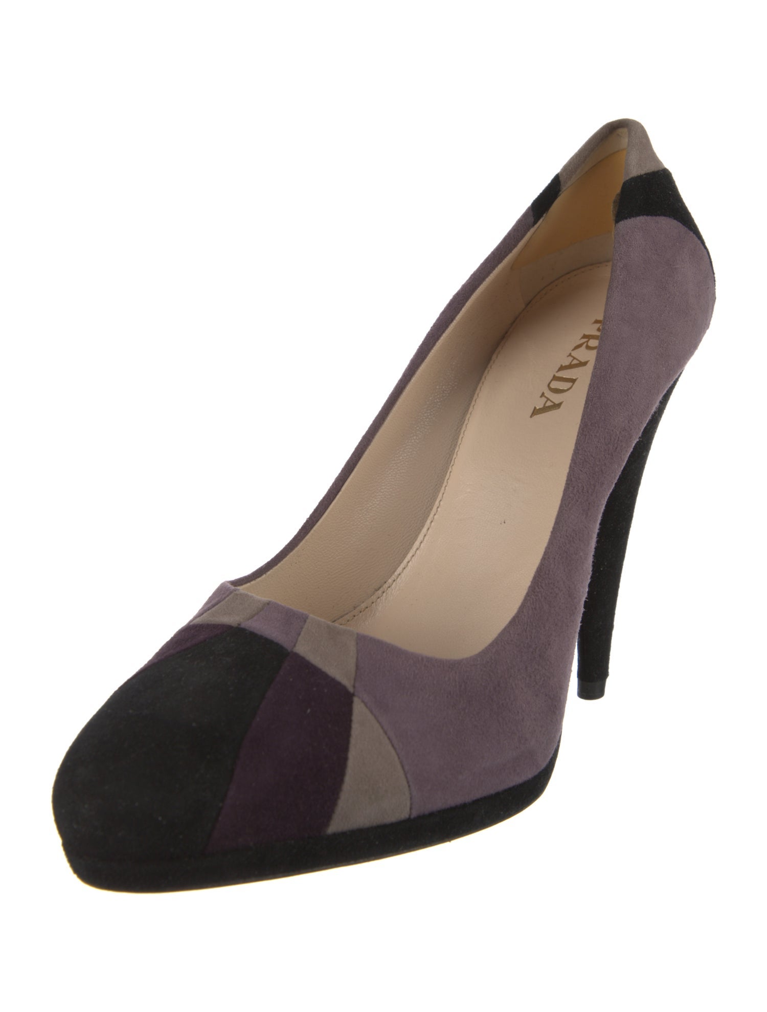 Prada Suede Colorblock Pattern Pumps