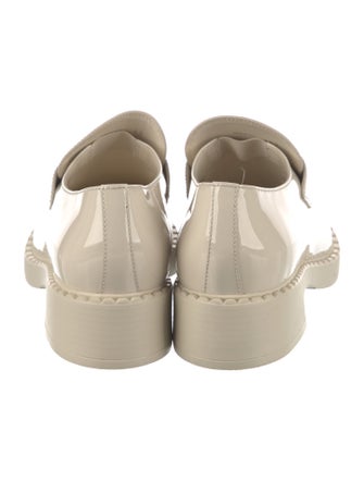 Prada Enameled Metal Triangle Patent Leather Oxfords