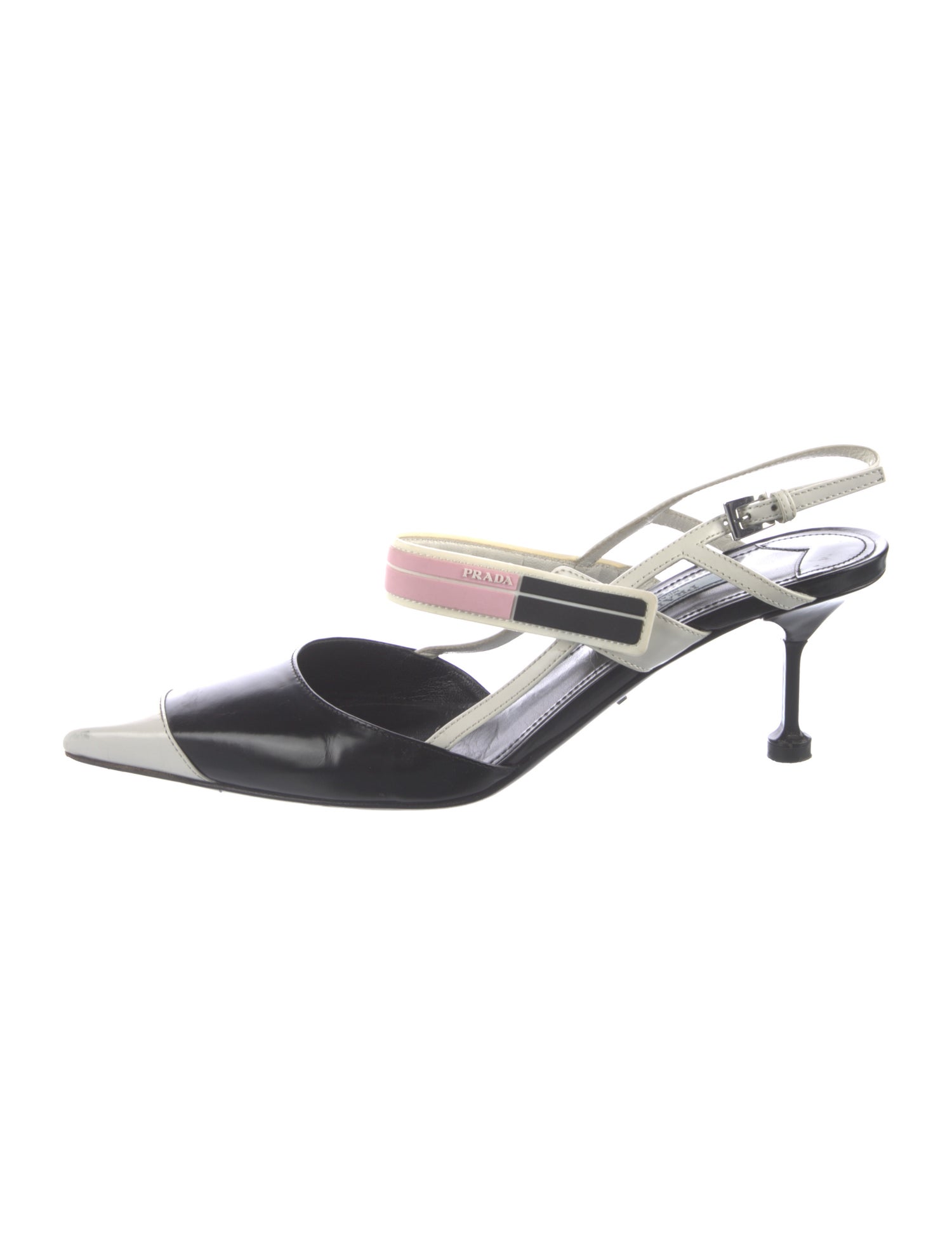 Prada Patent Leather Colorblock Pattern Slingback Flats