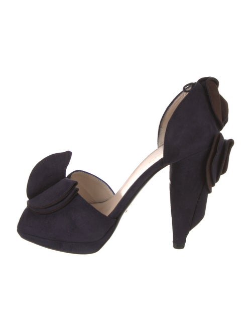 Prada Suede Ruffle Embellishment D'Orsay Pumps
