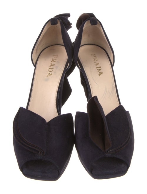 Prada Suede Ruffle Embellishment D'Orsay Pumps