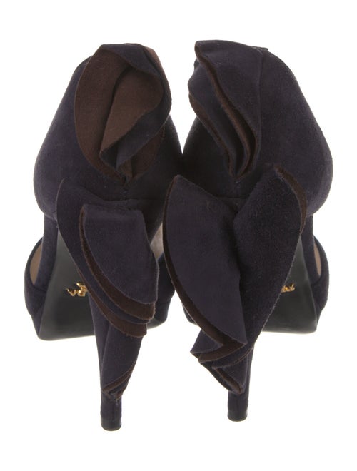 Prada Suede Ruffle Embellishment D'Orsay Pumps
