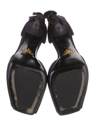 Prada Suede Ruffle Embellishment D'Orsay Pumps