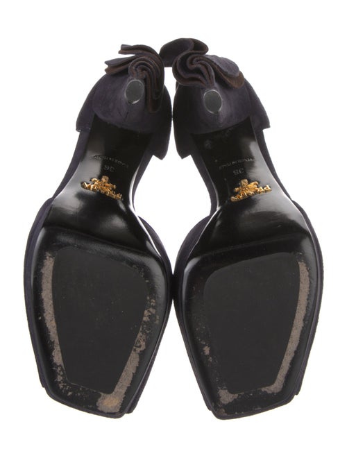 Prada Suede Ruffle Embellishment D'Orsay Pumps