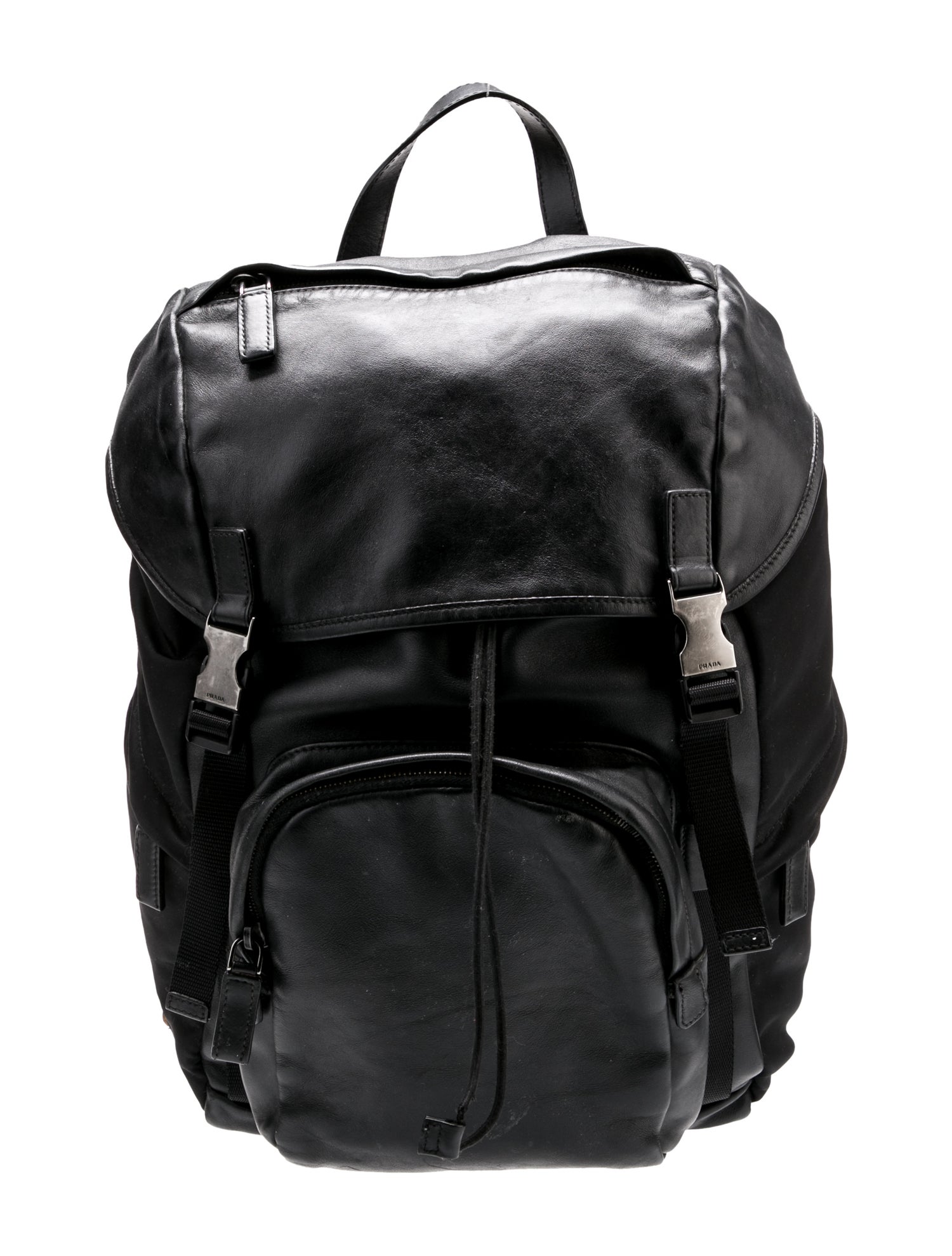 Prada Enameled Metal Triangle Backpack