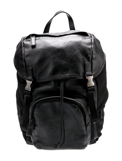 Prada Enameled Metal Triangle Backpack