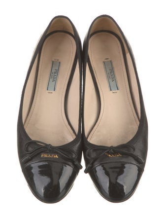 Prada Leather Bow Accents Ballet Flats