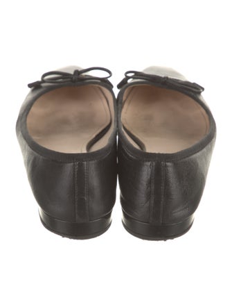 Prada Leather Bow Accents Ballet Flats