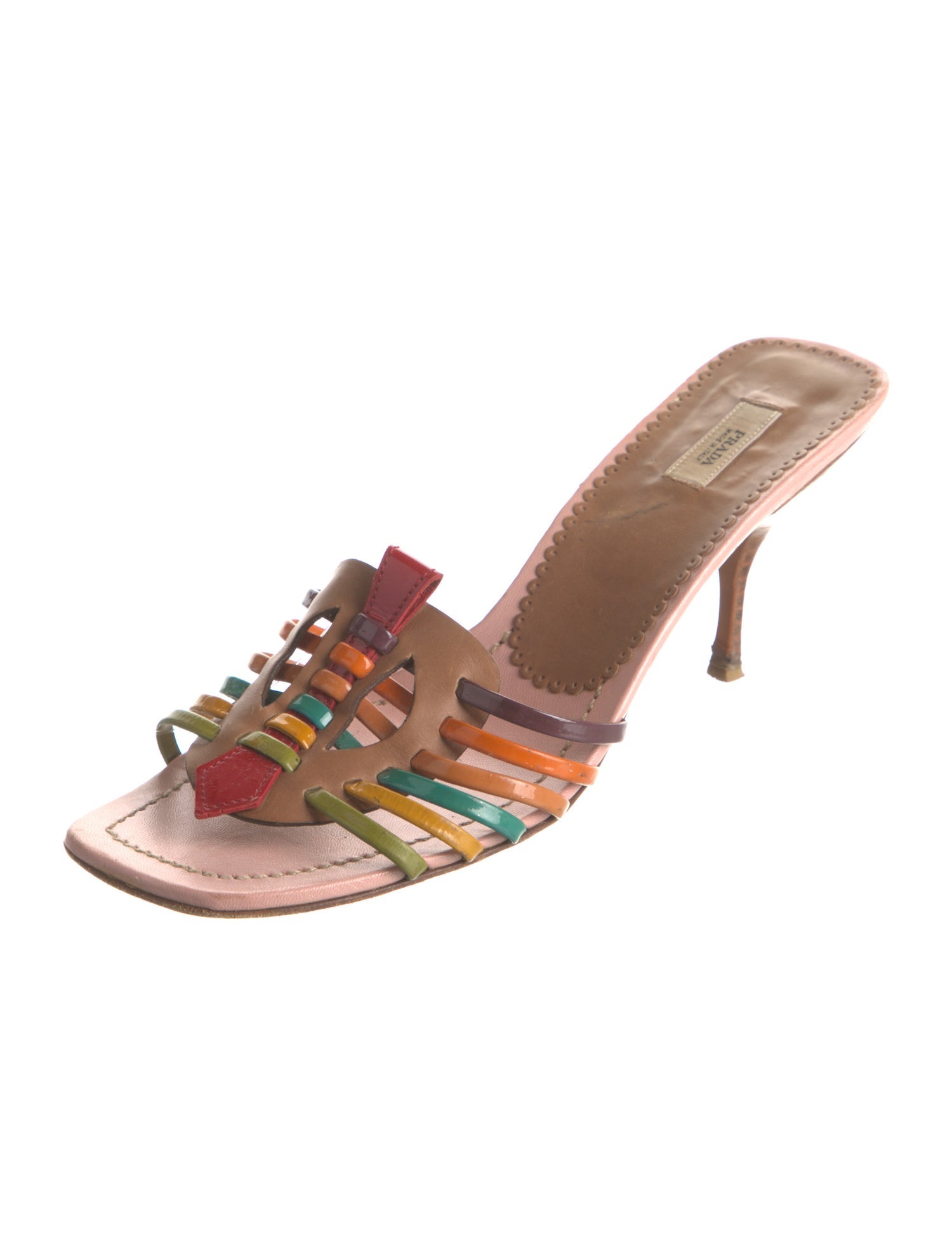 Prada Leather Colorblock Pattern Slides