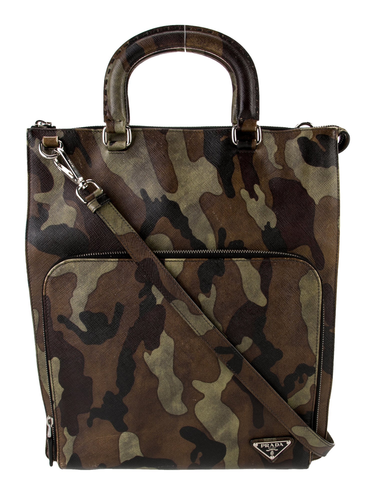 Prada Enameled Metal Triangle Messenger Bag