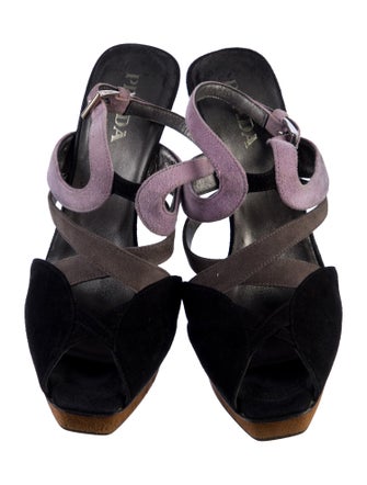 Prada Suede Colorblock Pattern Sandals