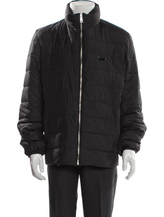 Prada 2023 Enameled Metal Triangle Puffer Coat