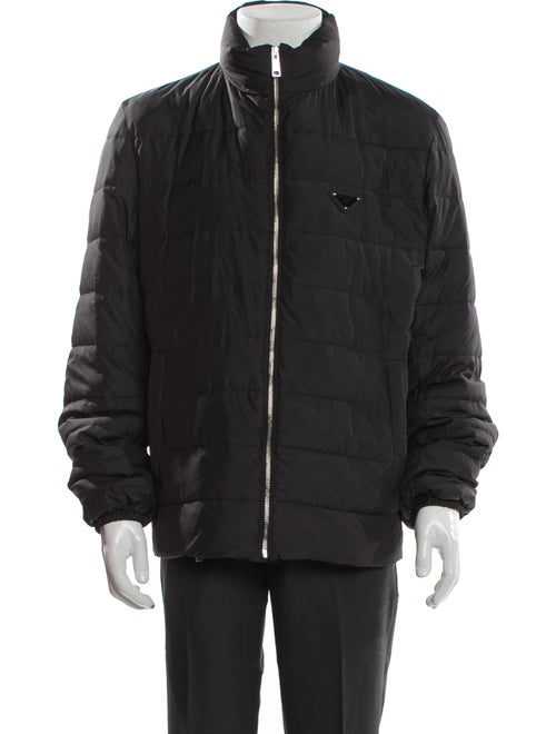 Prada 2023 Enameled Metal Triangle Puffer Coat