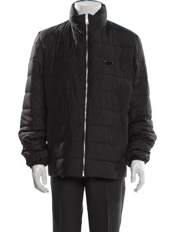 Prada Outerwear 2023 Enameled Metal Triangle Puffer Coat Us40, It50 | L