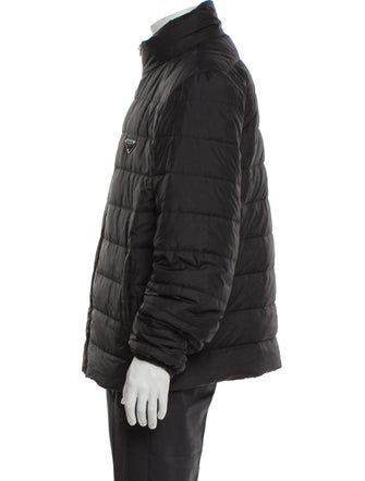 Prada 2023 Enameled Metal Triangle Puffer Coat