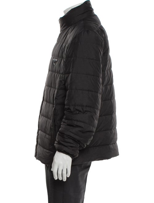 Prada 2023 Enameled Metal Triangle Puffer Coat